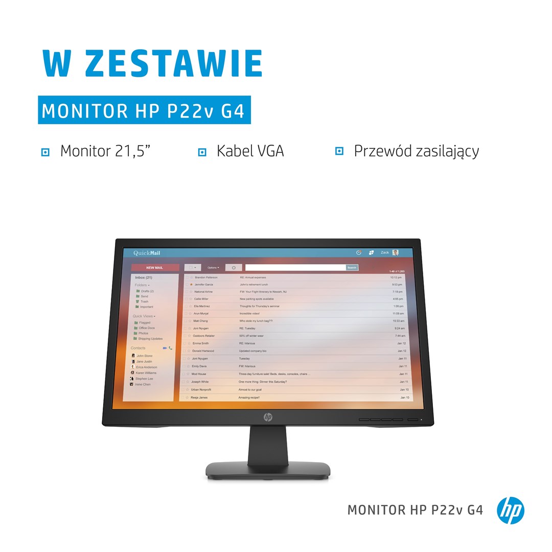 Monitor HP P22v G4, 21.5", Full HD, TN, i zi