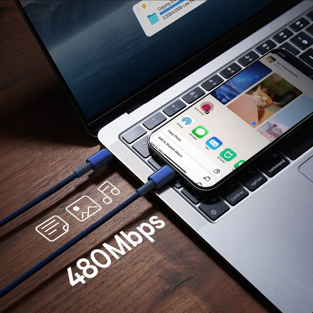 Kabllo karikues Baseus Tungsten Gold Type C në Type C, 100W, 1m, e zezë
