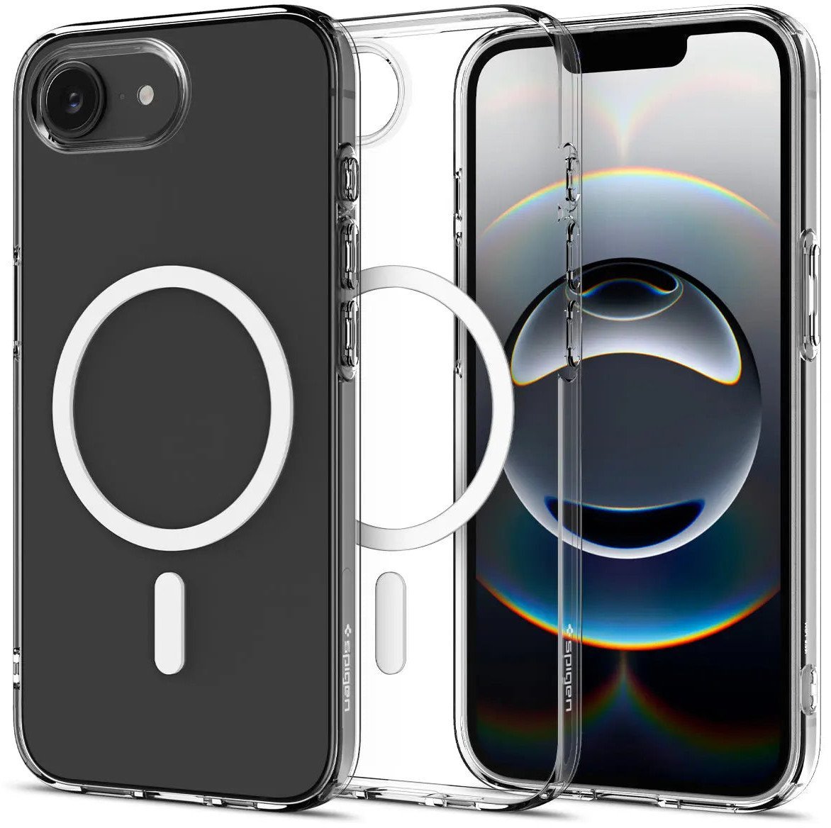 Маска Spigen Crystal Flex MagSafe за iPhone 16e, проѕирна, бела