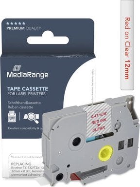 Kasetë etiketuese MediaRange MRBTZ132, 12mm, 8m, e kuqe