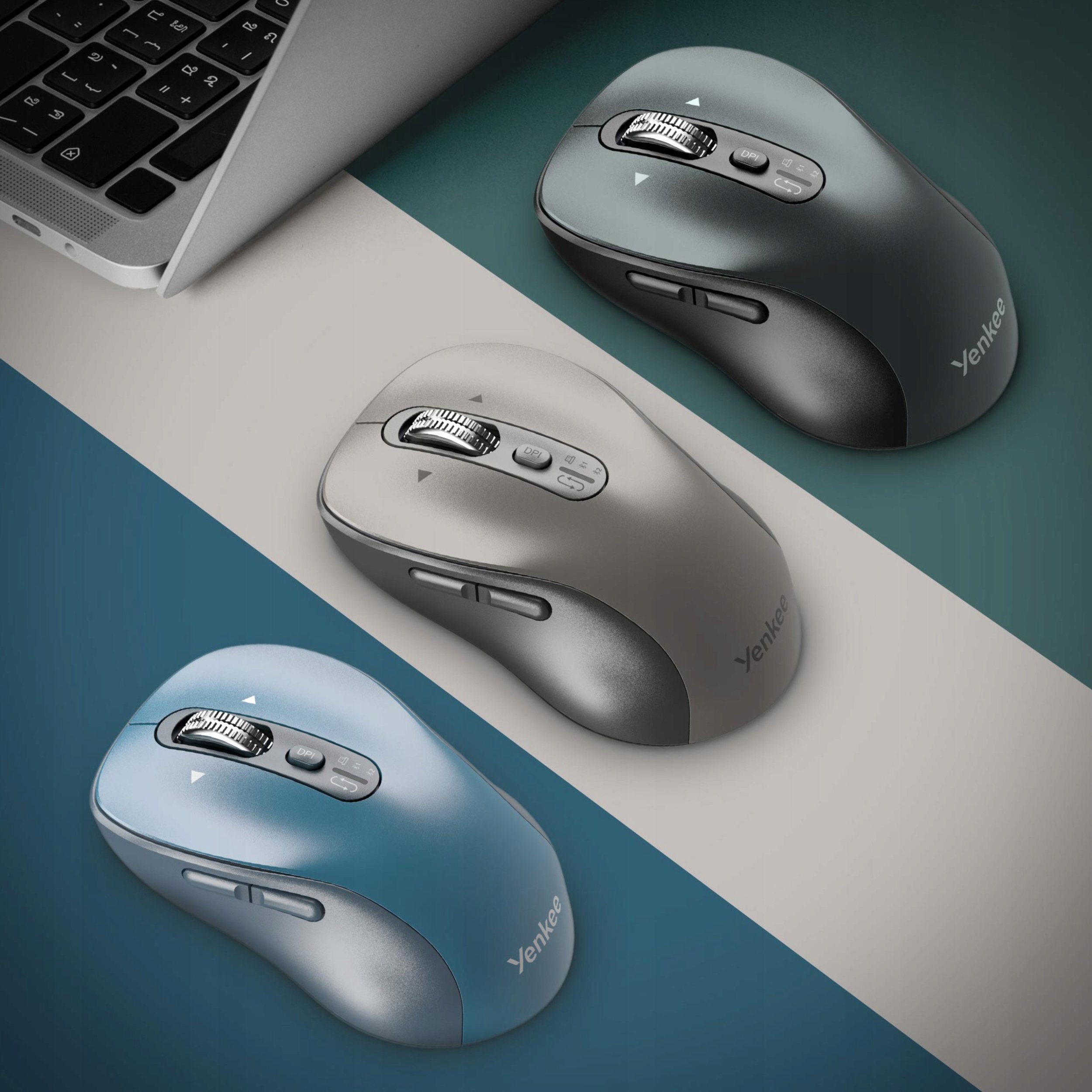 Mouse pa tel Yenkee YMS 2010SR WL GYRO, optik, 3200 DPI, gri