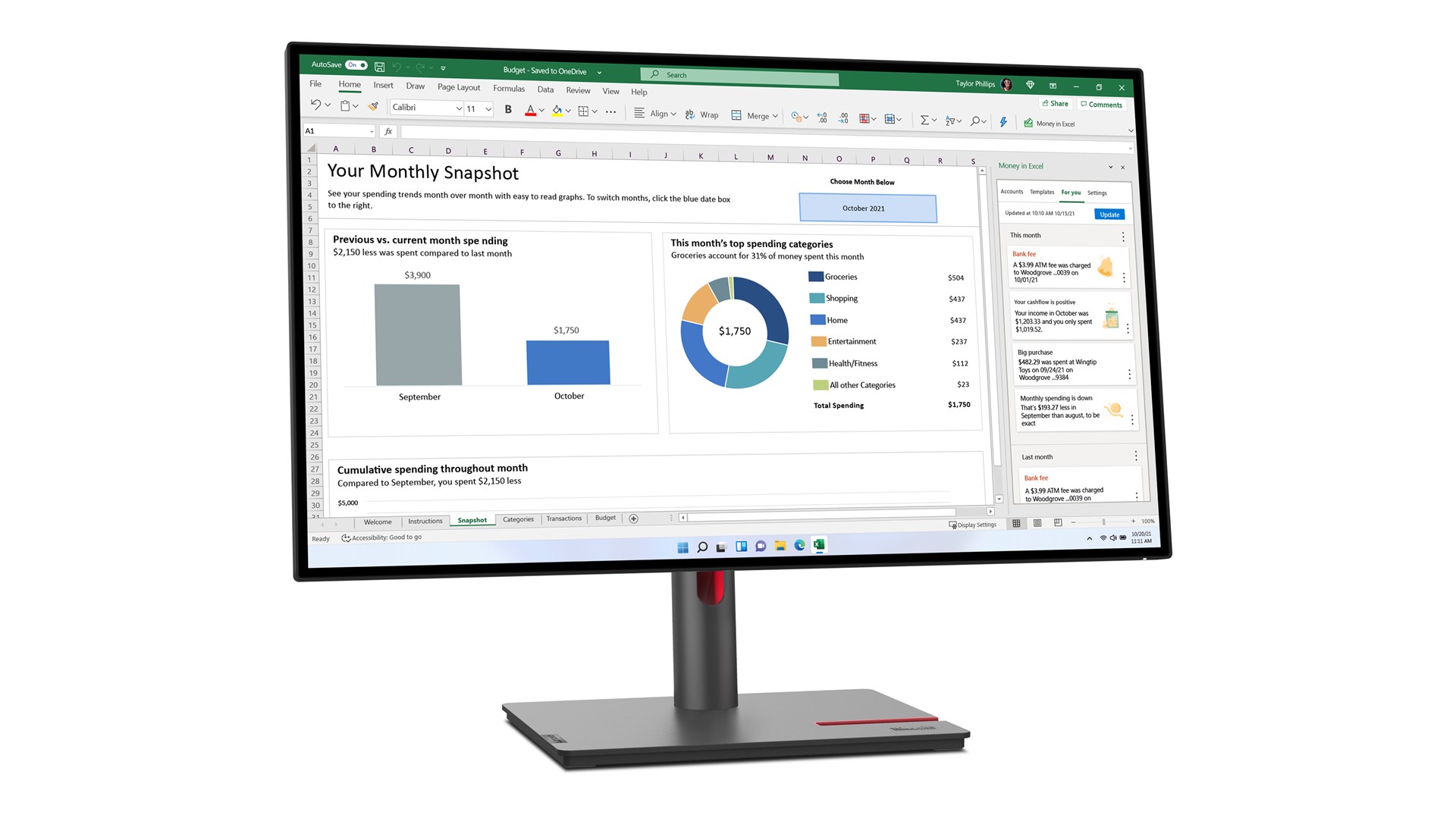 Monitor Lenovo ThinkVision P27h-30, 27", QHD, IPS, i zi