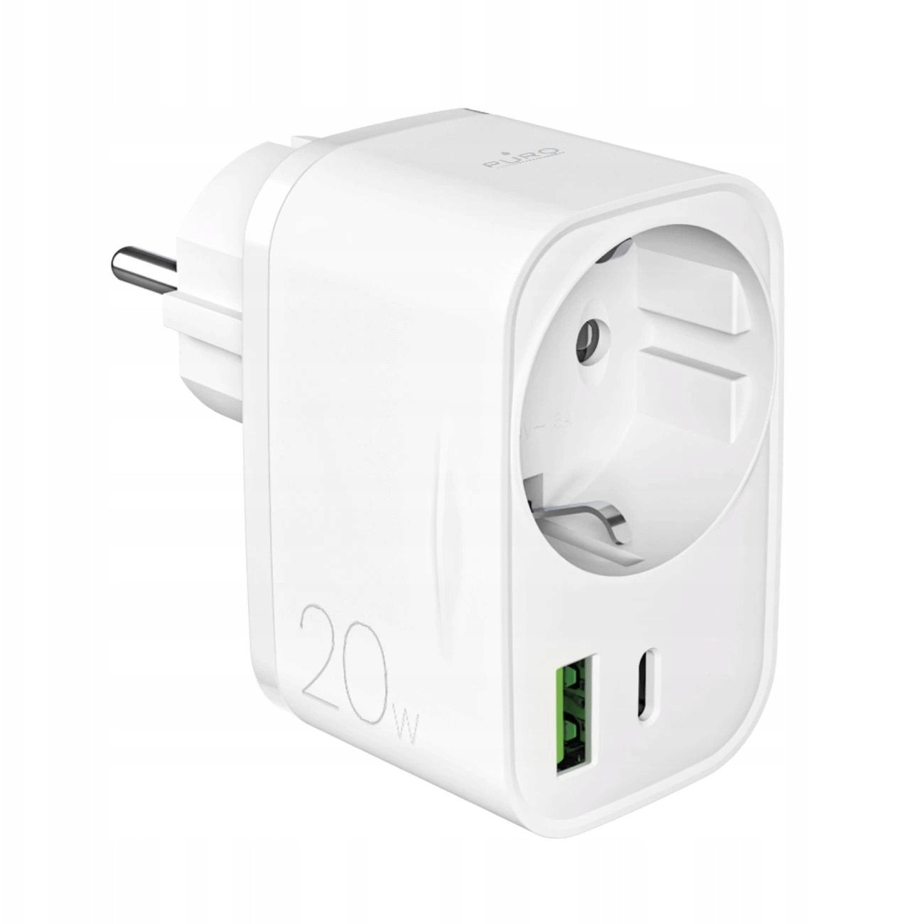 Karikues USB Puro 20W Power Delivery, 1x USB C, 1x USB A, i bardhë