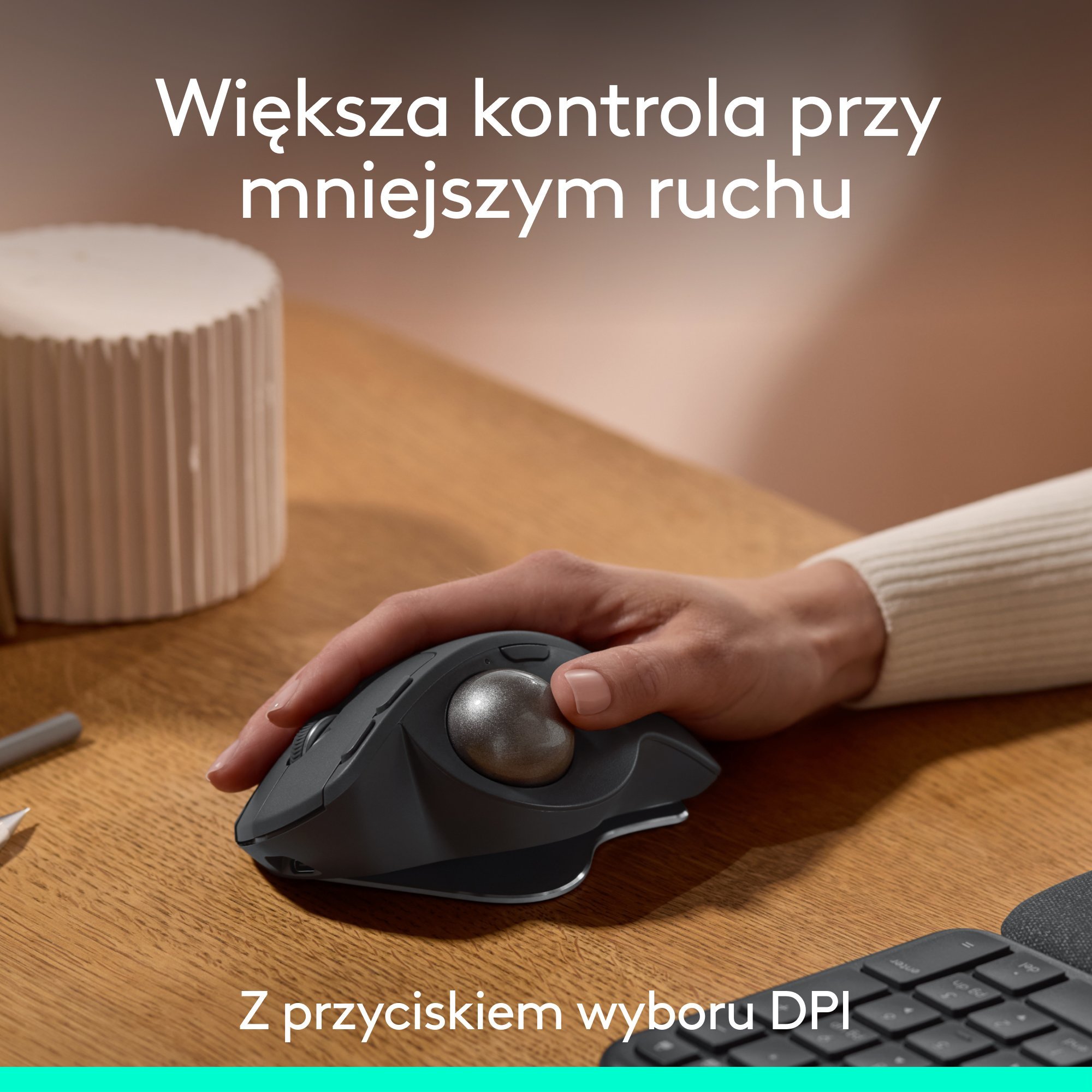 Maus wireless Logitech MX Ergo S, trackball ergonomik, grafit