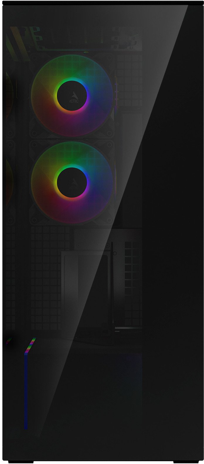 Kuti PC Arctic Xtender VG, mid tower, panel xhami i temperuar, A RGB, montim vertikal GPU, e zezë
