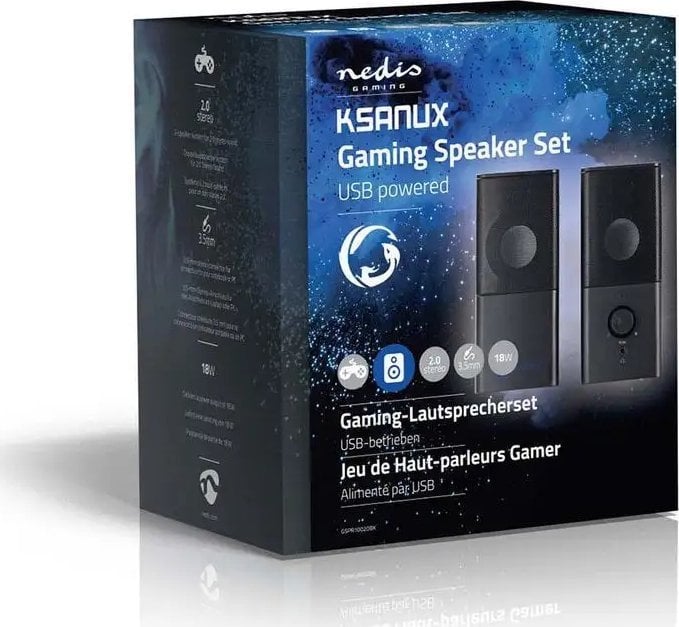 Altoparlantë Nedis Multimedia, 18W, USB, 3.5mm, të zinj