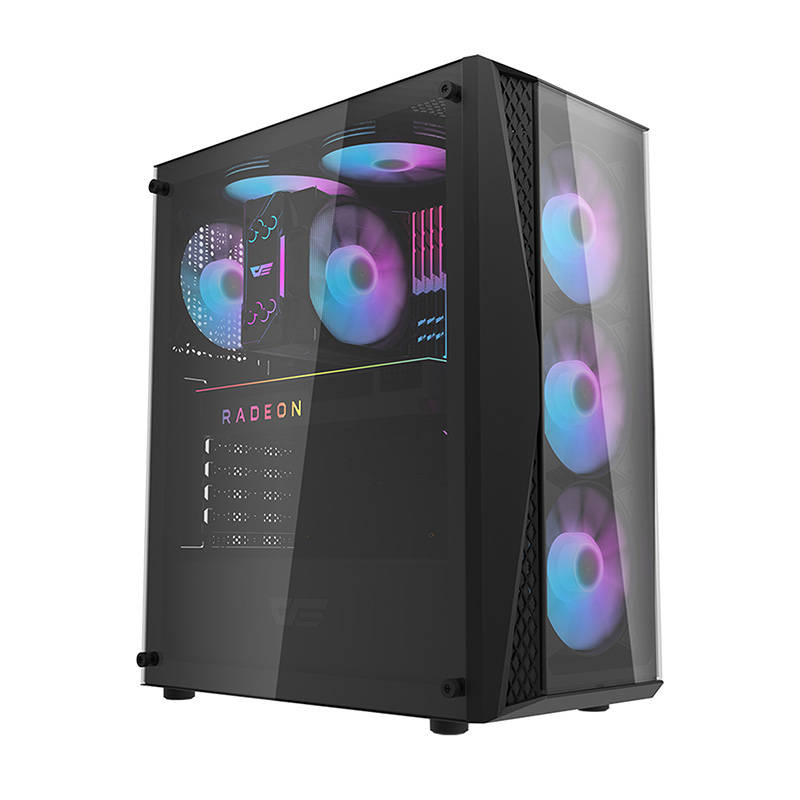 Kutia kompjuterike Darkflash DK352 Plus, Middle Tower, 4 ventilatorë RGB, e zezë