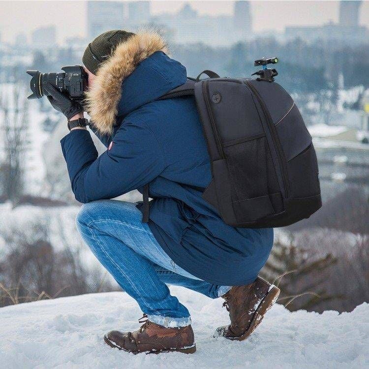 Çantë shpine fotografike Puluz PU, waterproof, për laptop 15.6", e zezë
