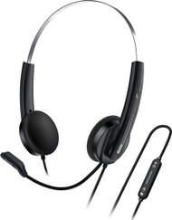 Kufje me mikrofon Genius HS-220U-C Copilot, USB-C, ultra të lehta, të zeza