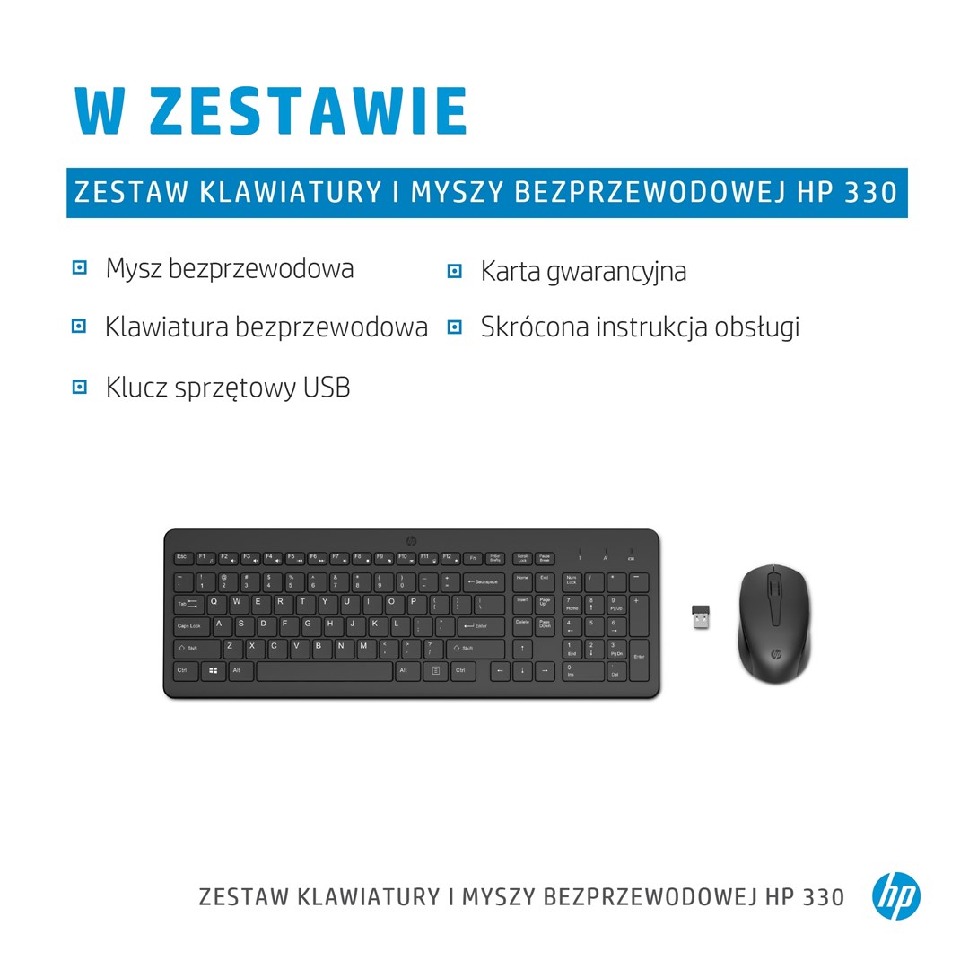Set tastierë dhe maus Hewlett Packard 330, Wireless, ENG, e zezë