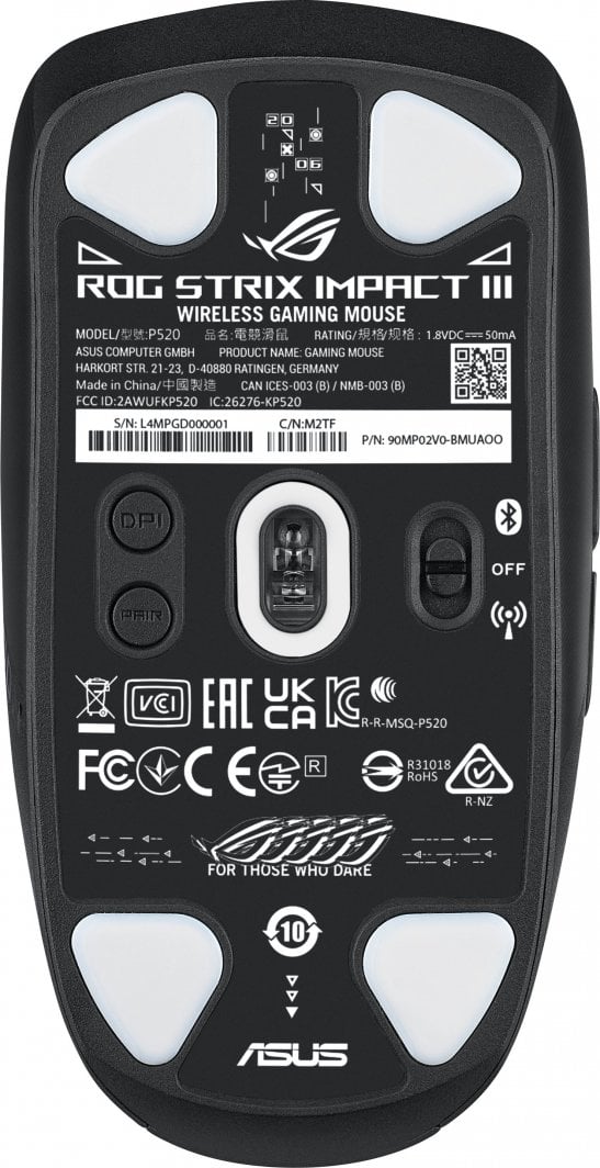 Maus ASUS ROG Strix Impact III Wireless, 36,000 DPI, i zi