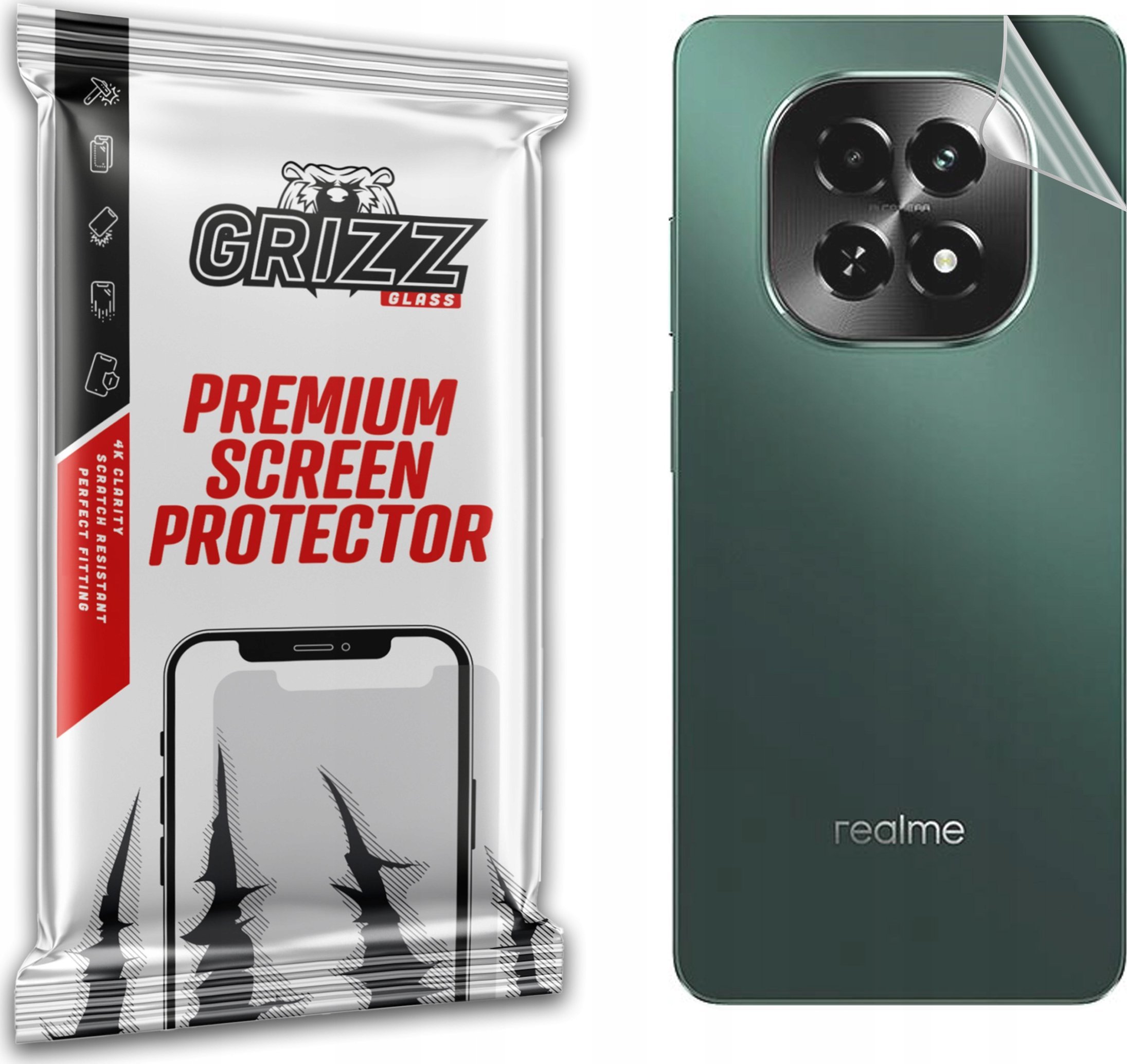 Folje mbrojtëse Grizz SatinSkin për Realme C63 5G, pjesa e pasme, transparente