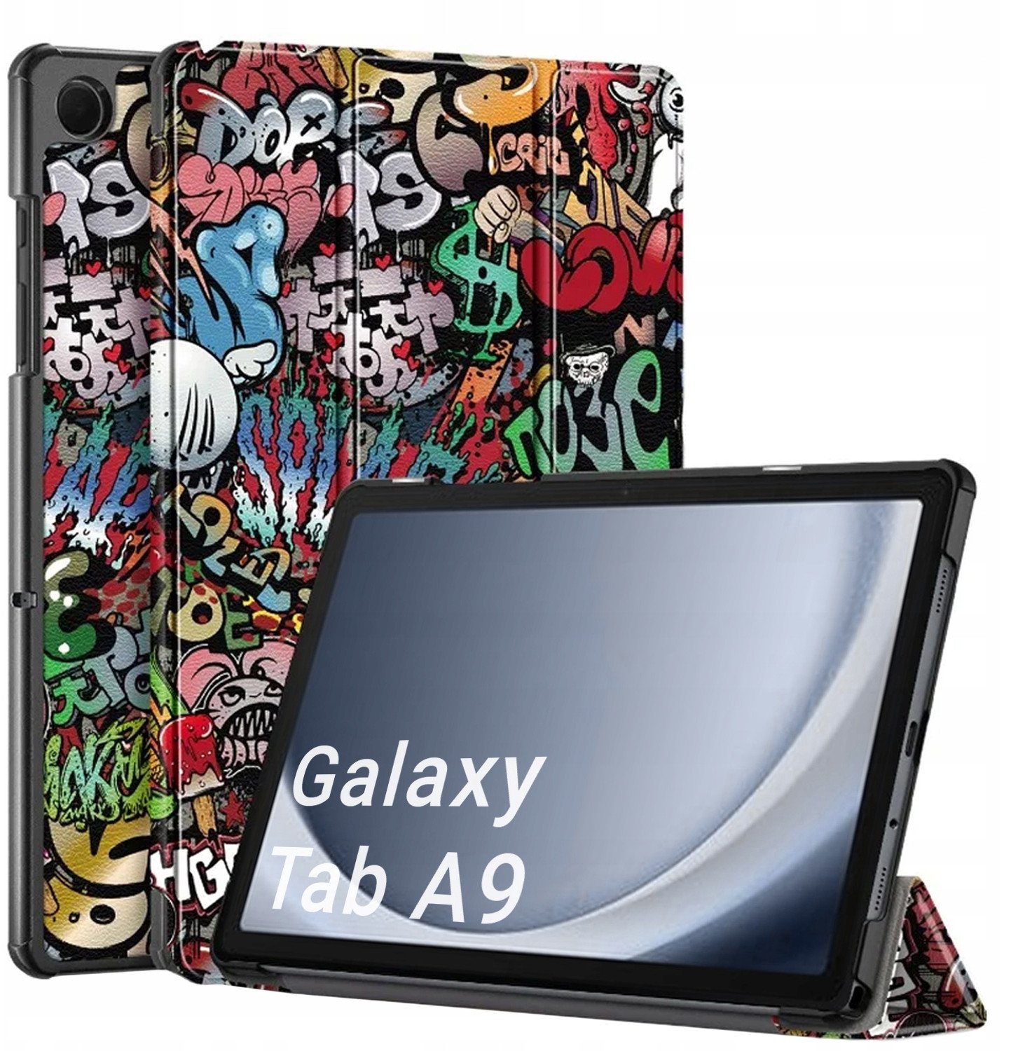 Mbulesë grafike për tablet Samsung Galaxy Tab A9 8.7, me qëndrim, shumëngjyrëshe graffiti