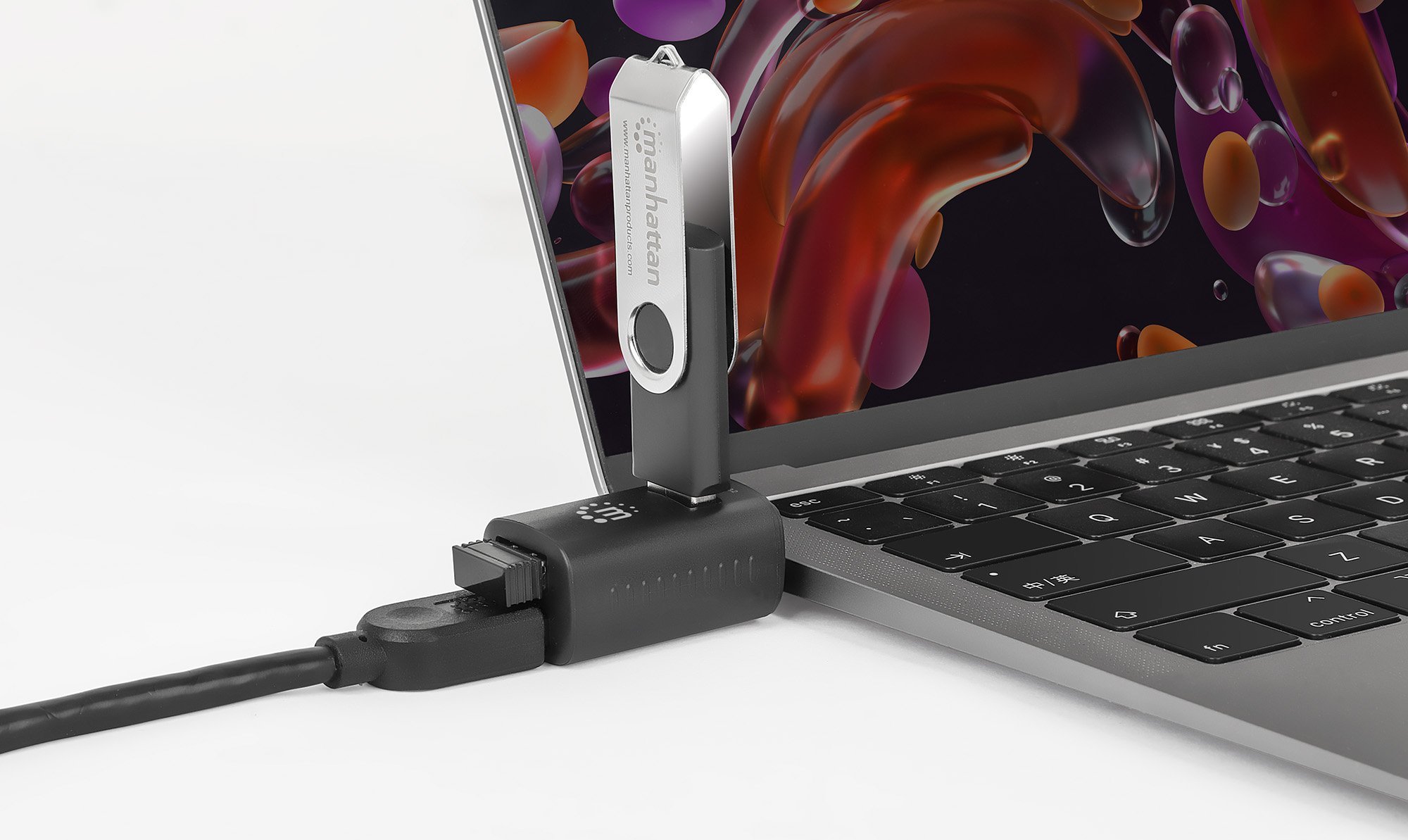 Hub USB-C Manhattan Ultra Compact, 3 porte USB-A, 5 Gbps, gri