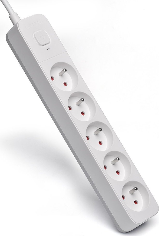 Shtekerlistë me mbrojtje nga mbingarkesa Savio SAVLZ-10, 5 dalje, kabllo 5 m, e bardhë