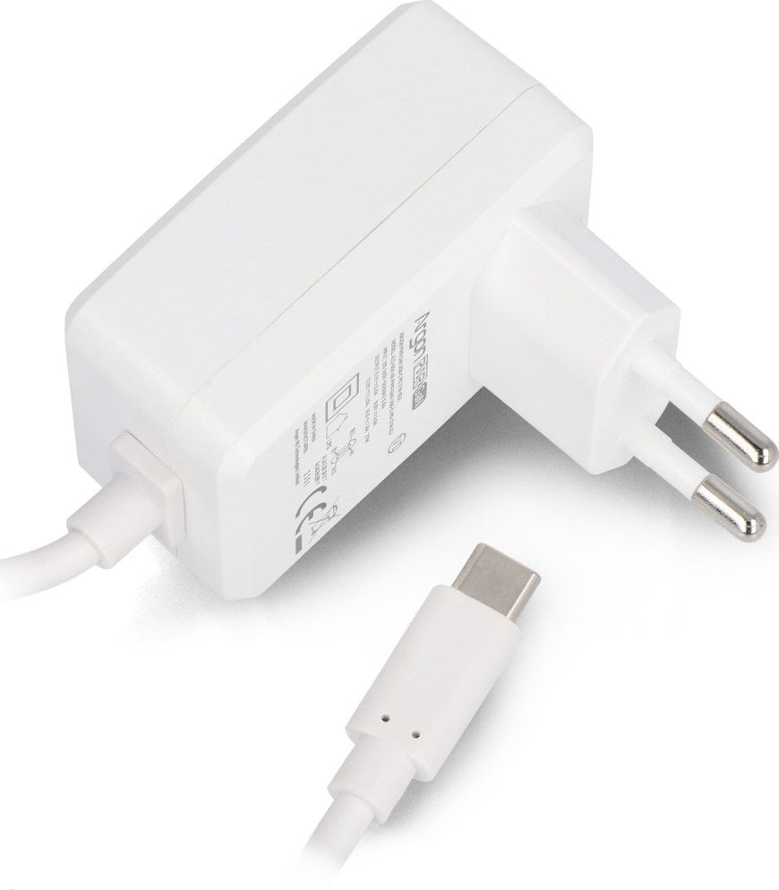 Karikues Argon PWR GaN USB C PD 27W për Raspberry Pi 5, prizë EU, i zi