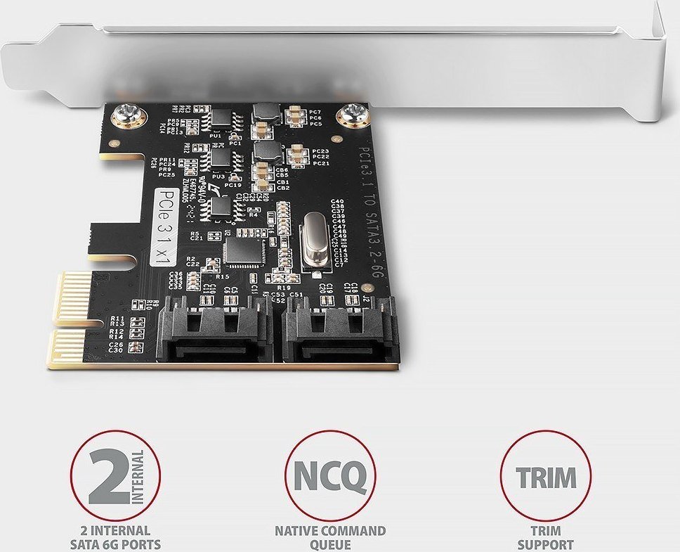 Kartë kontrolluese PCIe Axagon PCES-SJ2, 2x SATA 6 Gb/s, chipset JMB582, me kllapë standarde dhe low profile