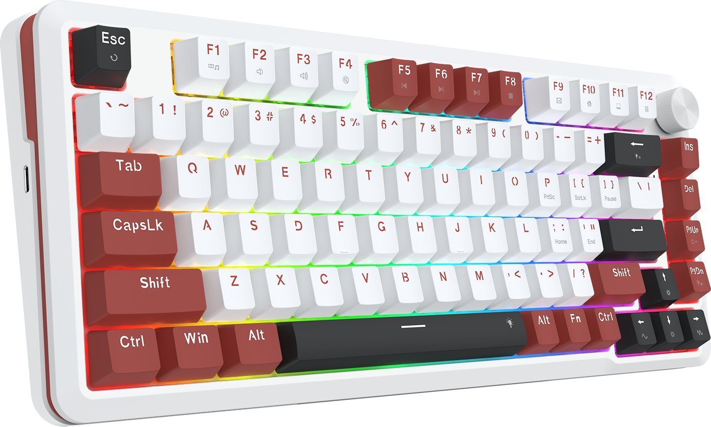 Tastierë mekanike Redragon K721WRB RGB, 75%, hot swap, e bardhë e kuqe e zezë