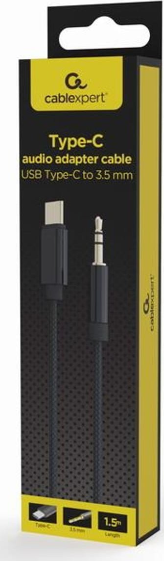 Kabllo audio Gembird USB Type-C në 3.5mm, 1.5m, i zi