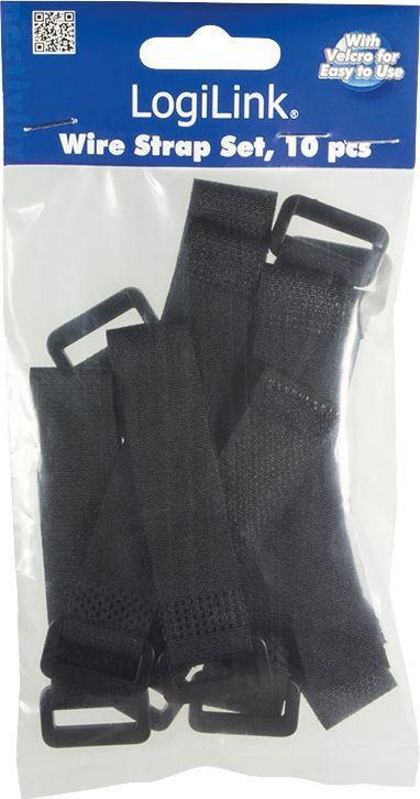 Set rripash për kabllo LogiLink KAB0056, Velcro, 10 copë, të zinj