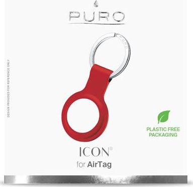 Mbajtëse silikoni Puro ICON për Apple AirTag, me varëse çelësash, e kuqe