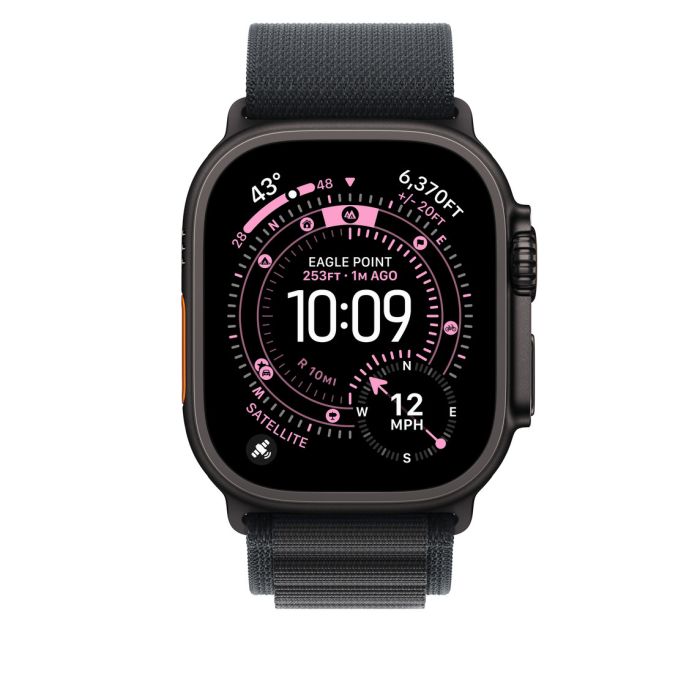 Apple Watch 49mm Loop, Black Alpine Loop, Large, Black Titanium Finish