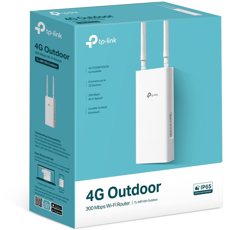 Ruter Wi-Fi TP-Link TL-MR100-OUTDOOR, 4G LTE, 2.4 GHz, i bardhë 4