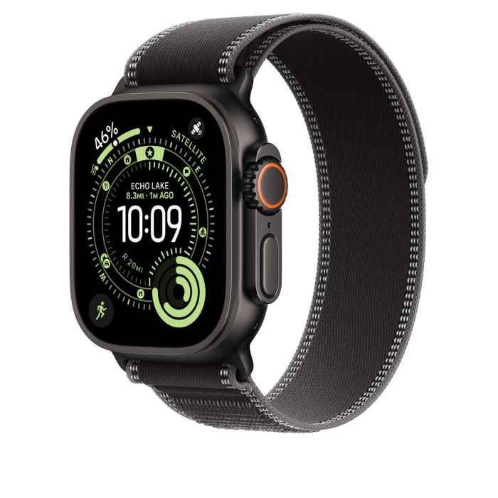 Apple Watch 49mm Loop, Black/Charcoal Trail Loop, S/M, Black Titanium Finish