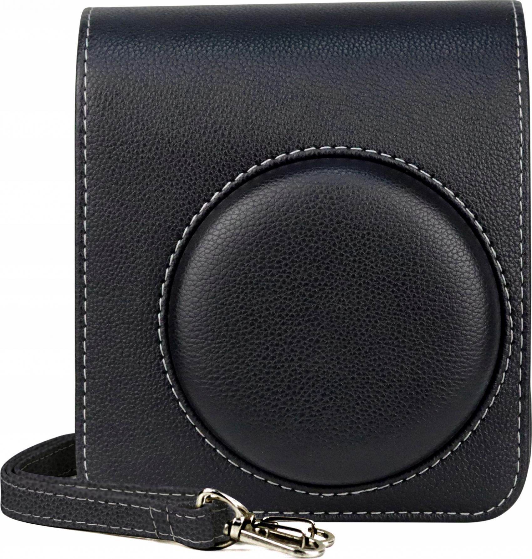 Këllëf aparati LoveInstant për Fujifilm Instax Mini 40, lëkurë eko, me rrip, i zi