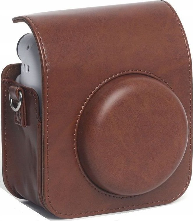 Etui për aparat LoveInstant për Fujifilm Instax Mini 12, lëkurë ekologjike, me rrip, kafe
