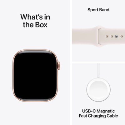 Apple Watch Series 11 GPS 46mm Rose Gold Aluminium Case with Light Blush Sport Band, S/M