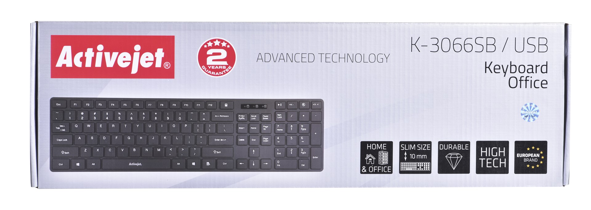USB тастатура Activejet K-3066SB, 109 копчиња, црна