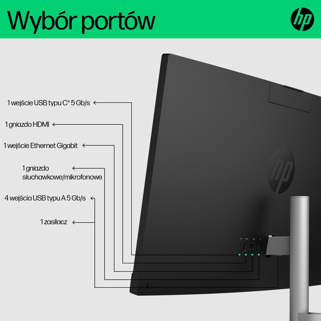 Kompjuter All-in-One HP 24-cr0011nw, i5-1335U, 23.8", 512GB SSD, i zi