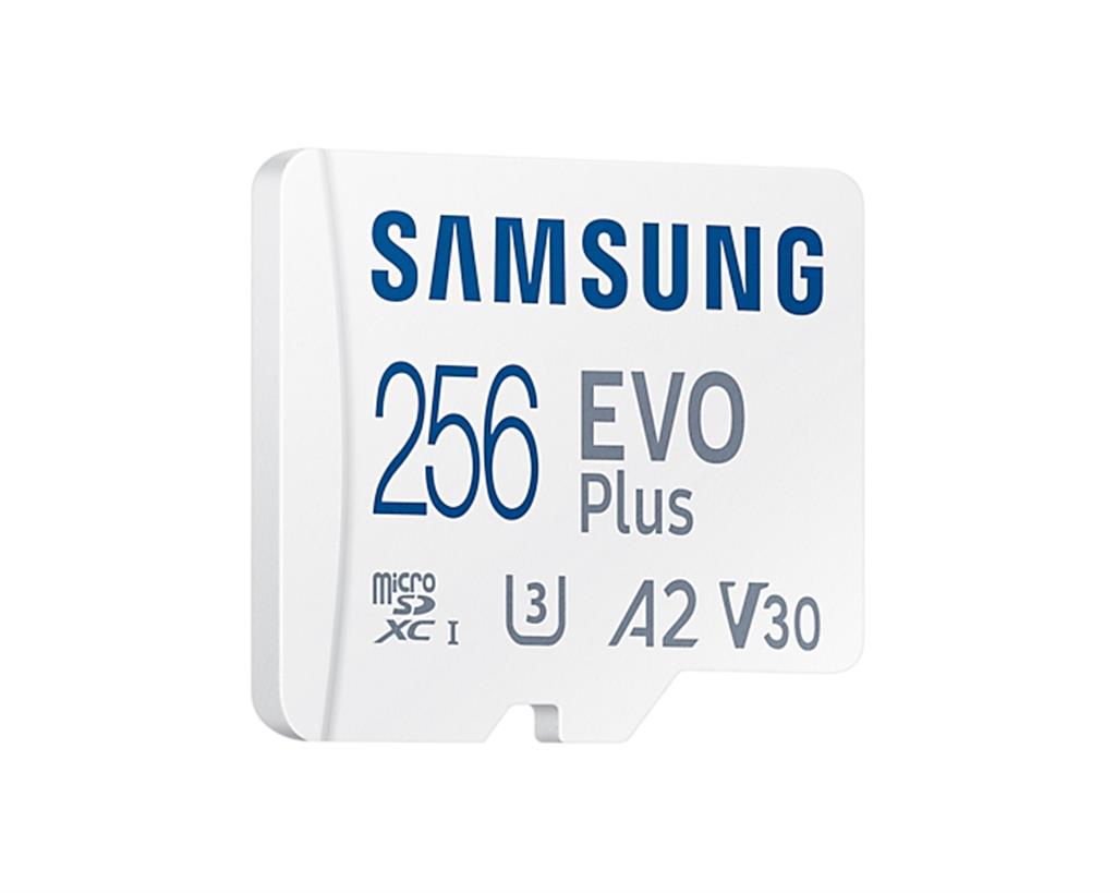 Kartë memorie Samsung EVO Plus, 256GB, MicroSDXC UHS I, e bardhë