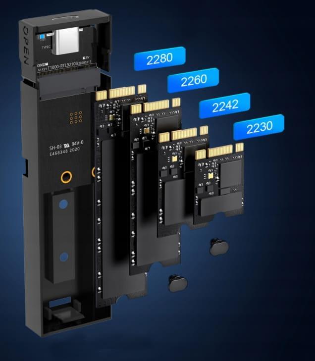 Enkoder për SSD M.2 në USB 3.0 NGFF SATA, alumini, i zi