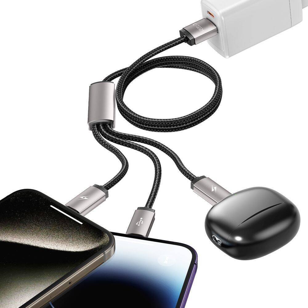 Kabllo karikimi Tech-Protect UltraBoost 3in1, Lightning USB-C Micro-USB, 3.5A, 1m