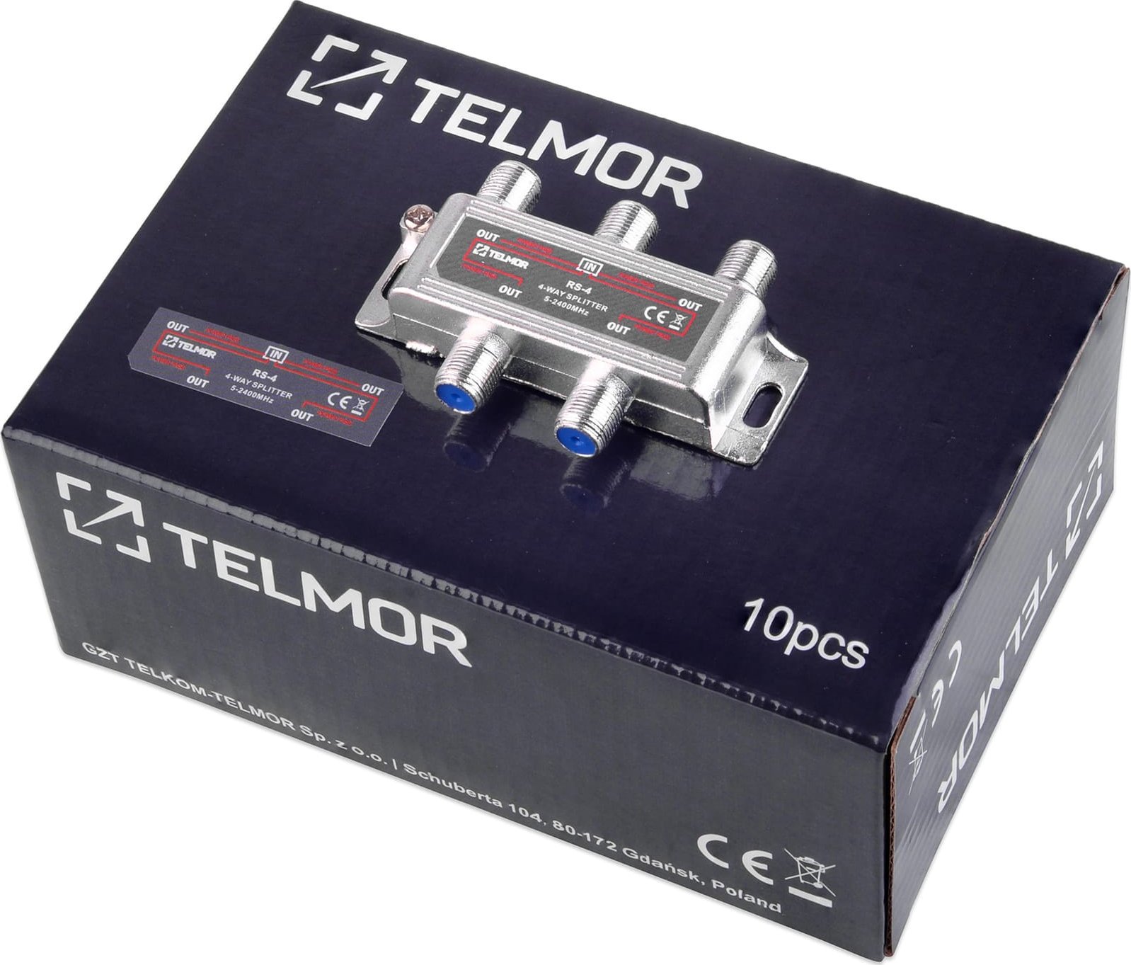 Ndajës antene Telmor RS-4, 4 dalje, deri 2.4 GHz, metalik