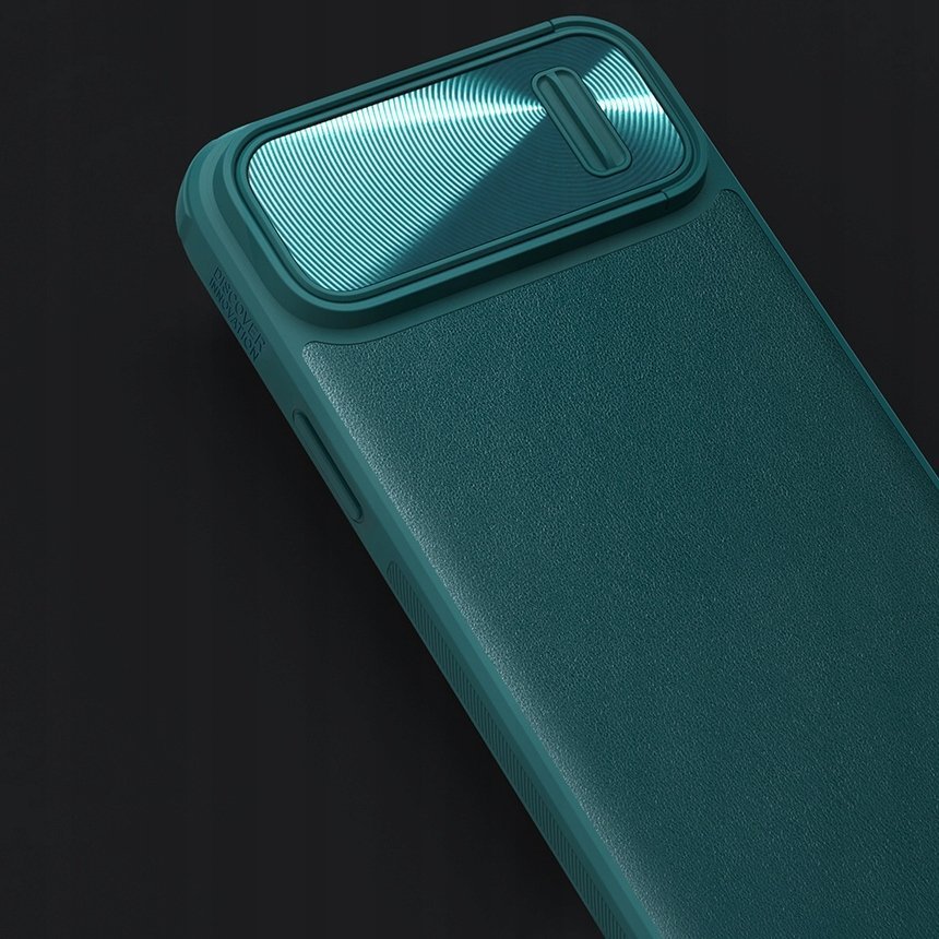 Futrollë Nillkin CamShield Leather S për Apple iPhone 14 Plus, me kapak për kamerë, e gjelbër
