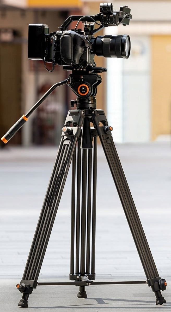 Tripod profesional për video K&amp;F Concept KF09.121, 84 184cm, kokë fluide 360°, i zi