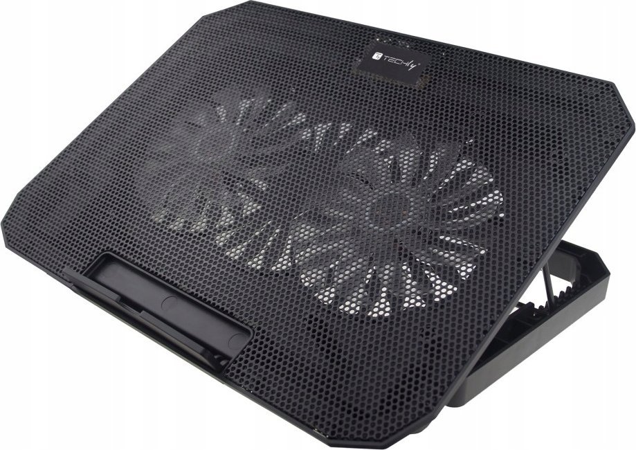 Stand ftohës për laptop Techly, deri 17", 2 ventilatorë, i zi