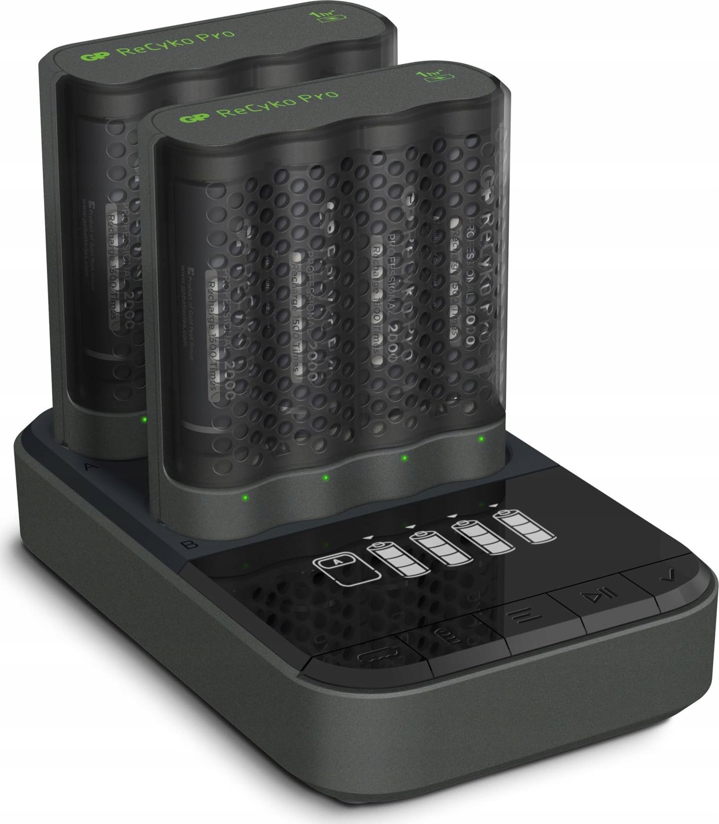 Karikues baterish GP ReCyko+ M461, USB, LCD, i zi