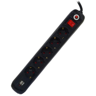 Продолжен кабел Spacer PP-5-45B-USB, 5 приклучоци, 2x USB, 4.5m, црн