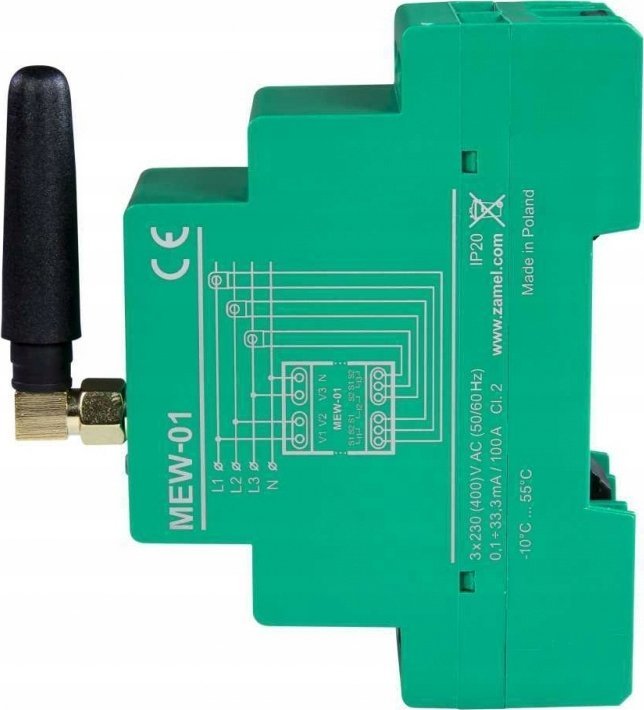 Monitor trefazor energjie Zamel MEW-01 MRP, Wi-Fi, për shinë DIN, i bardhë