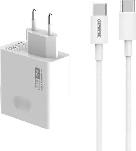 Karikues rrjeti Somostel 65W GaN, USB Type C në Type C, Quick Charge 3.0, i bardhë