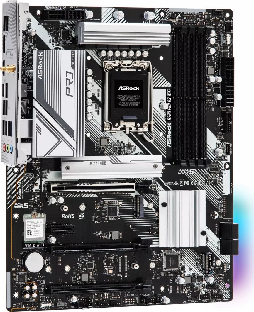Pllakë amë ASRock B760 PRO RS WIFI, Socket 1700, DDR5, PCIe 5.0, WiFi 6E, e zezë