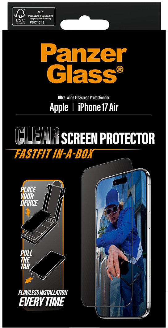Mbrojtëse ekrani PanzerGlass për iPhone Air, Ultra Wide Fit, FASTFIT in a Box, transparente