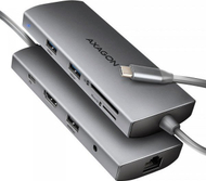 Hub USB Axagon HMC-8HLSA, USB-C 3.2 Gen 1, 9 porta, HDMI 4K, gri