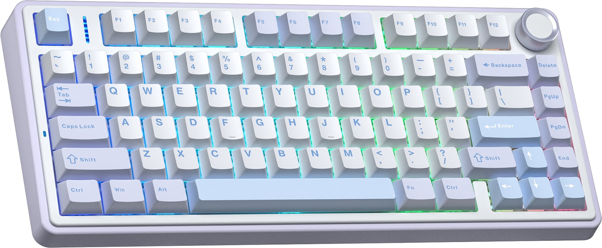 Tastierë gaming AULA F75, mekanike wireless, V3 Blue, gri me të bardhë