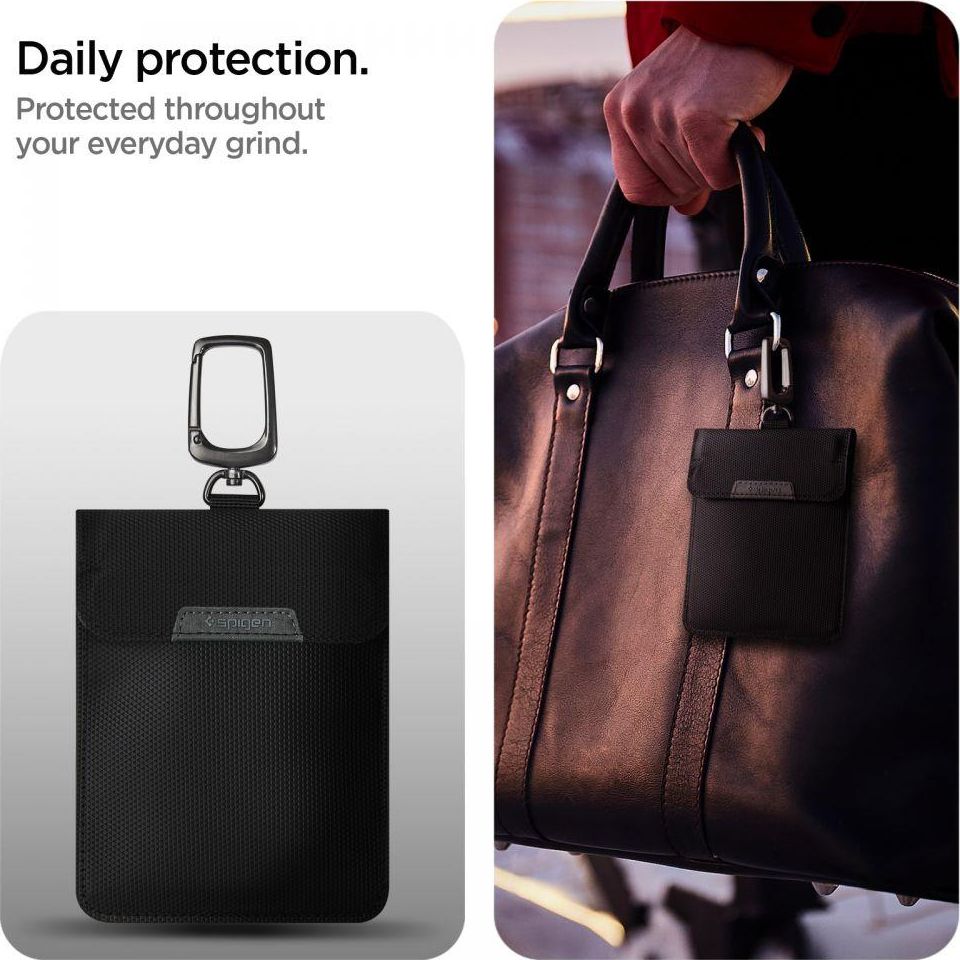 Çantë mbrojtëse Spigen Faraday Cage, RFID Keyless, bllokues sinjali, e zezë