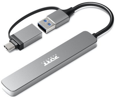 Hub USB Port Designs 900161, 4 porta USB 3.0, me adapter USB C, argjendtë